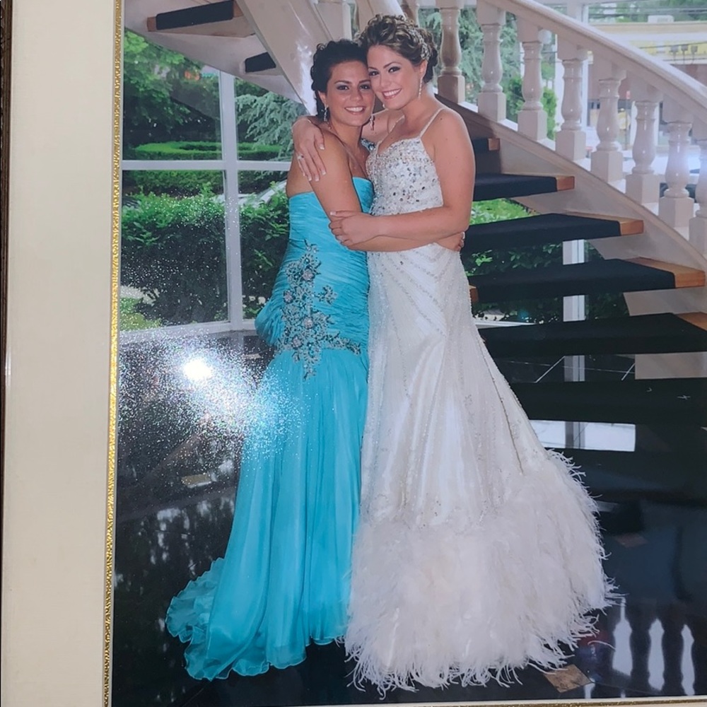 MAC DUGGAL COUTURE 100% silk Turquoise Prom Dress